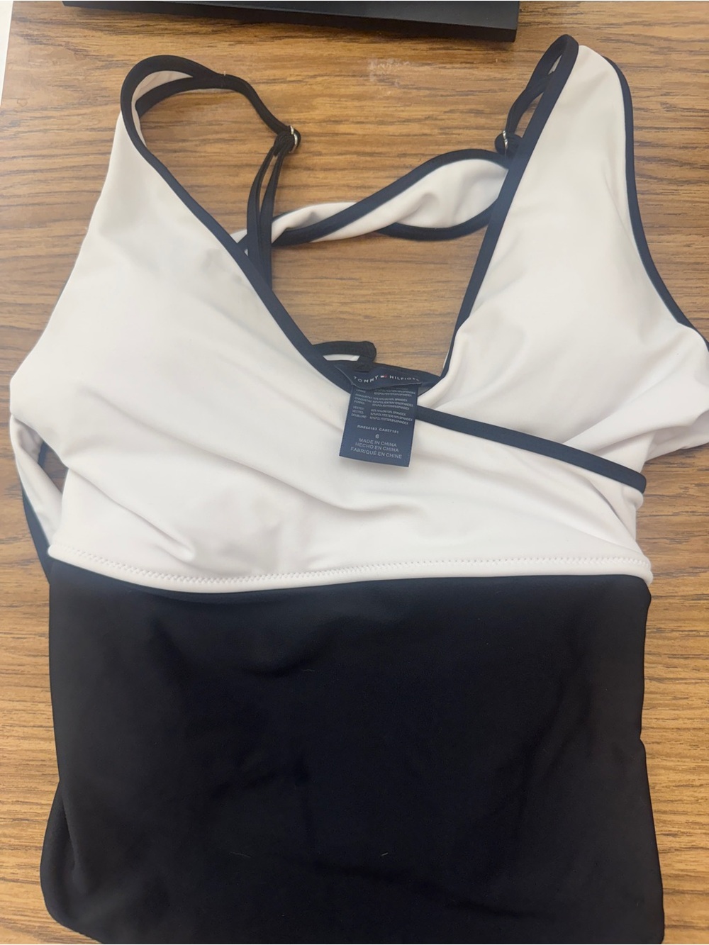Tommy Hilfiger Black and White One-Piece Swimsuit